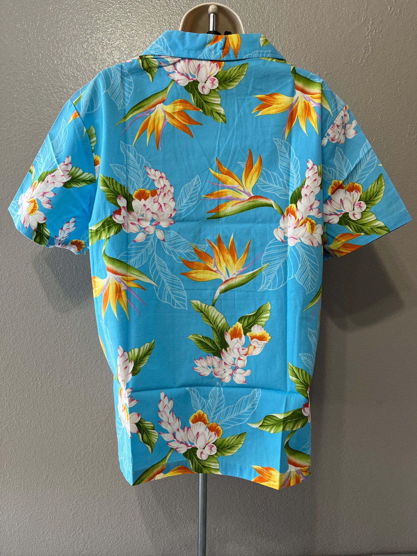 Women’s Baby Blue Bird Of Paradise Aloha Shirt