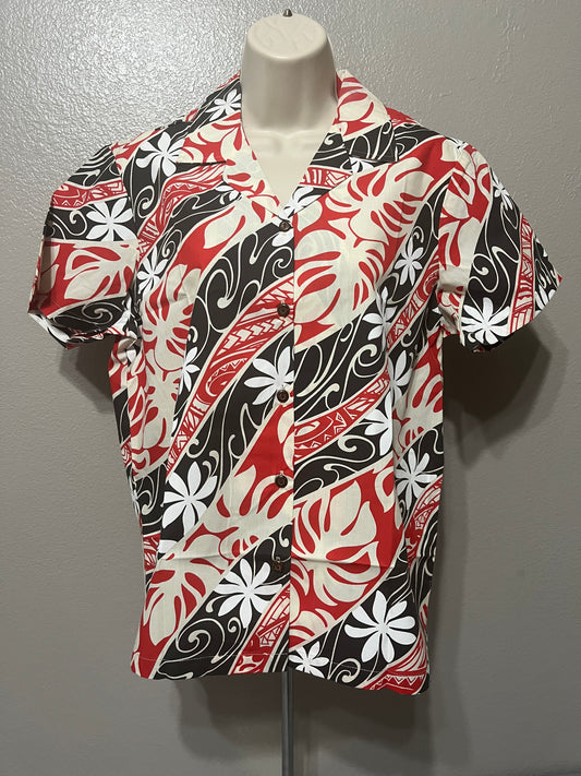 Women’s Cream Monstera Aloha Shirt