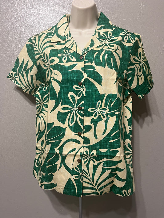 Women’s Green Floral Aloha Shirt